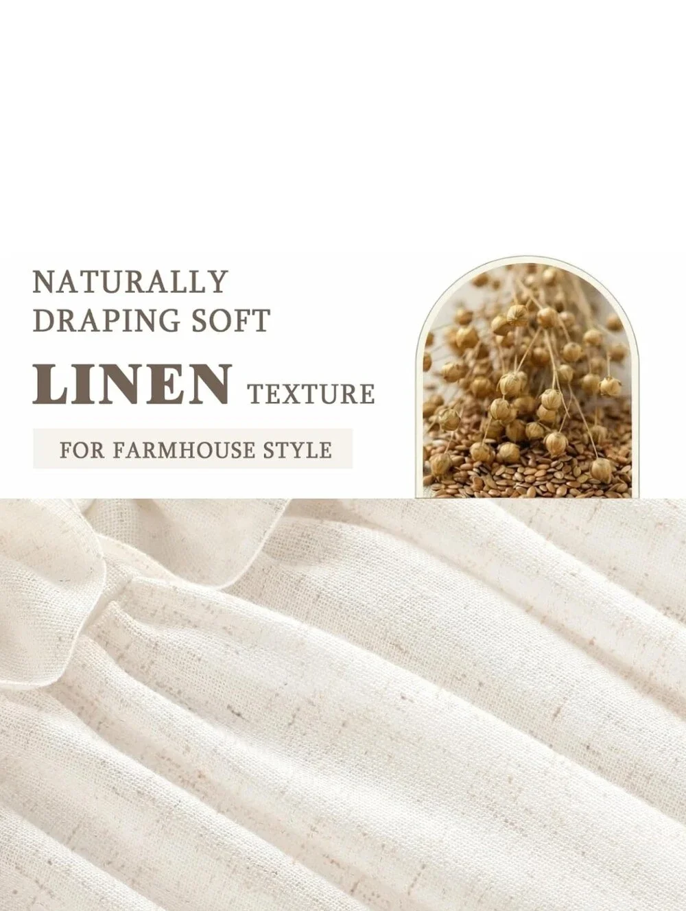 NWT French Farmhouse Linen Blend Shower Curtain Ruffle Bow Trim In Cream 72